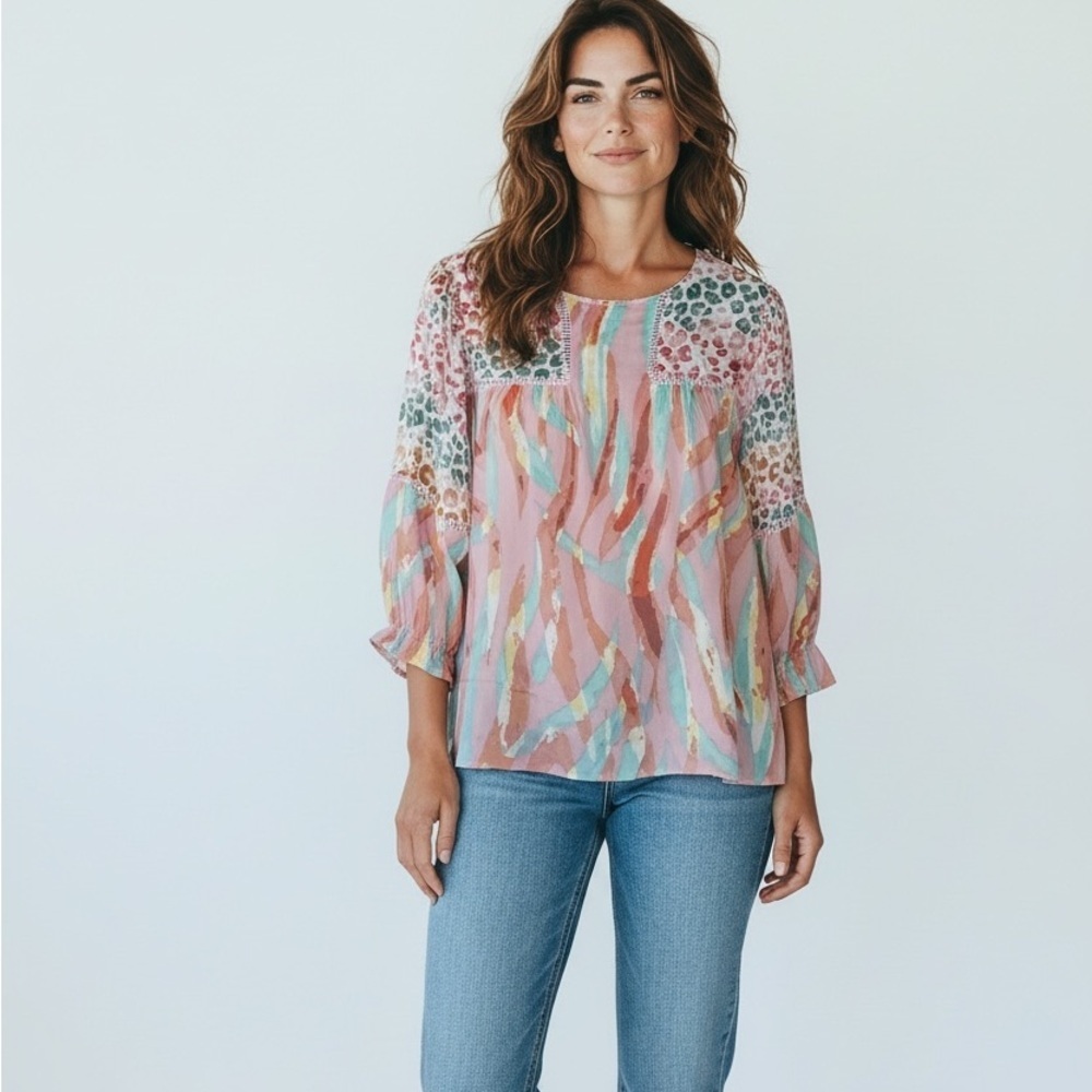 Umgee Multicolor Abstract Blouse